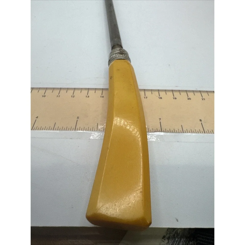 Vintage Butterscotch Bakelite Handle Honing Steel Knife Sharpener MCM 11.25